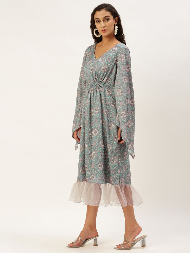 Bollywood Vogue Ready To Wear Multicolored Digital Printed Kaftan Dress