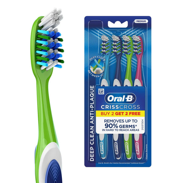 Oral-B CrissCross Manual Toothbrush – Family Pack of 4 HalfPe - FW -TPT