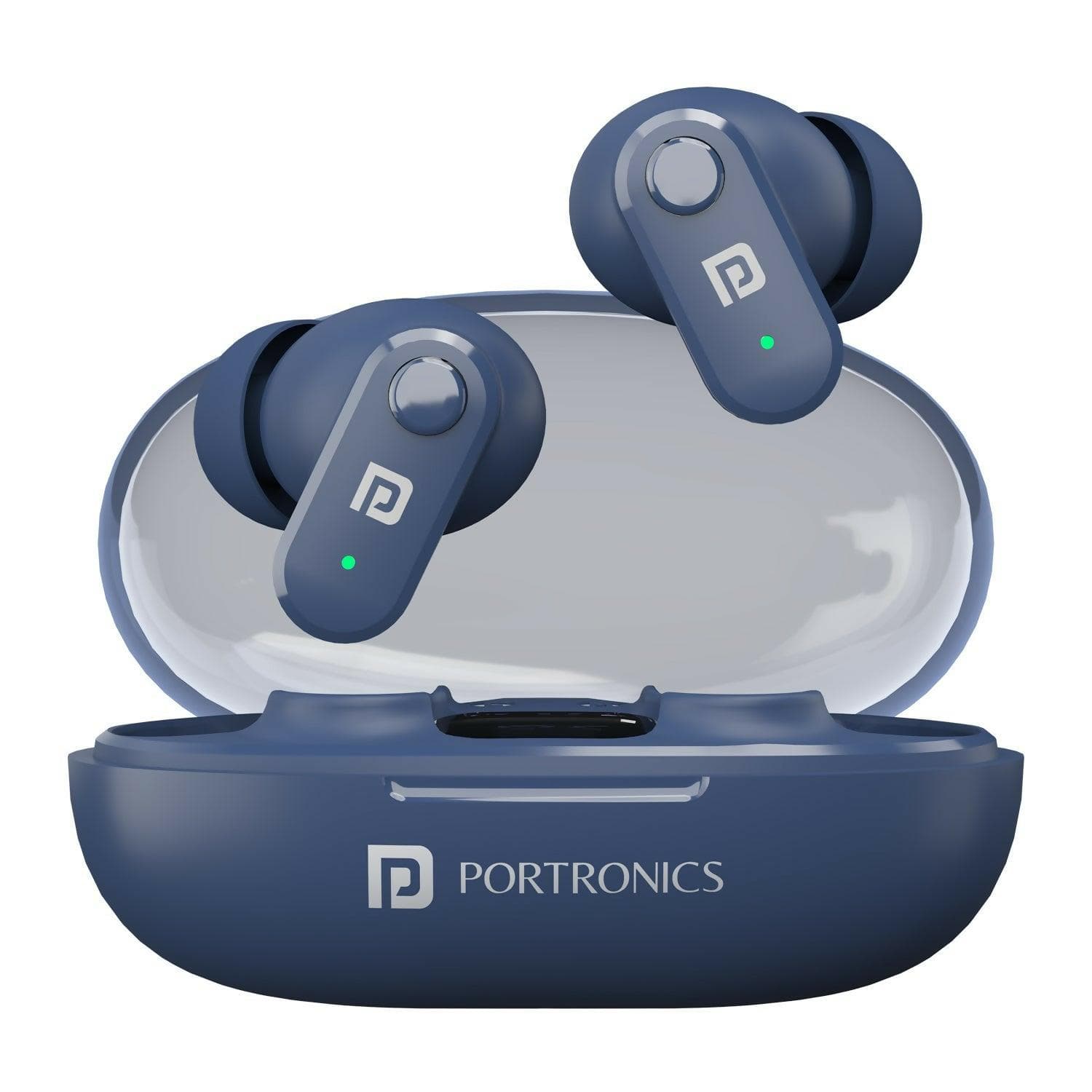 Portronics Harmonics Twins S16 in Ear Wireless TWS Earbuds with 24 Hrs Playtime, Clear Calls, Game & Music Mode, Low Latency, Bluetooth 5.3v, LED Display, Type C Fast Charging(Blue) - HalfPe