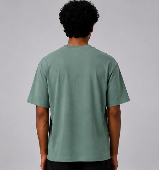 HUSTLE Men's Crew Neck Oversized T-Shirt – Jade Green(Oversized fit)