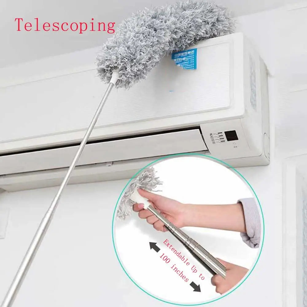 Microfiber Duster with 100-Inch Extendable Handle for High Ceiling & Furniture Cleaning HP DD