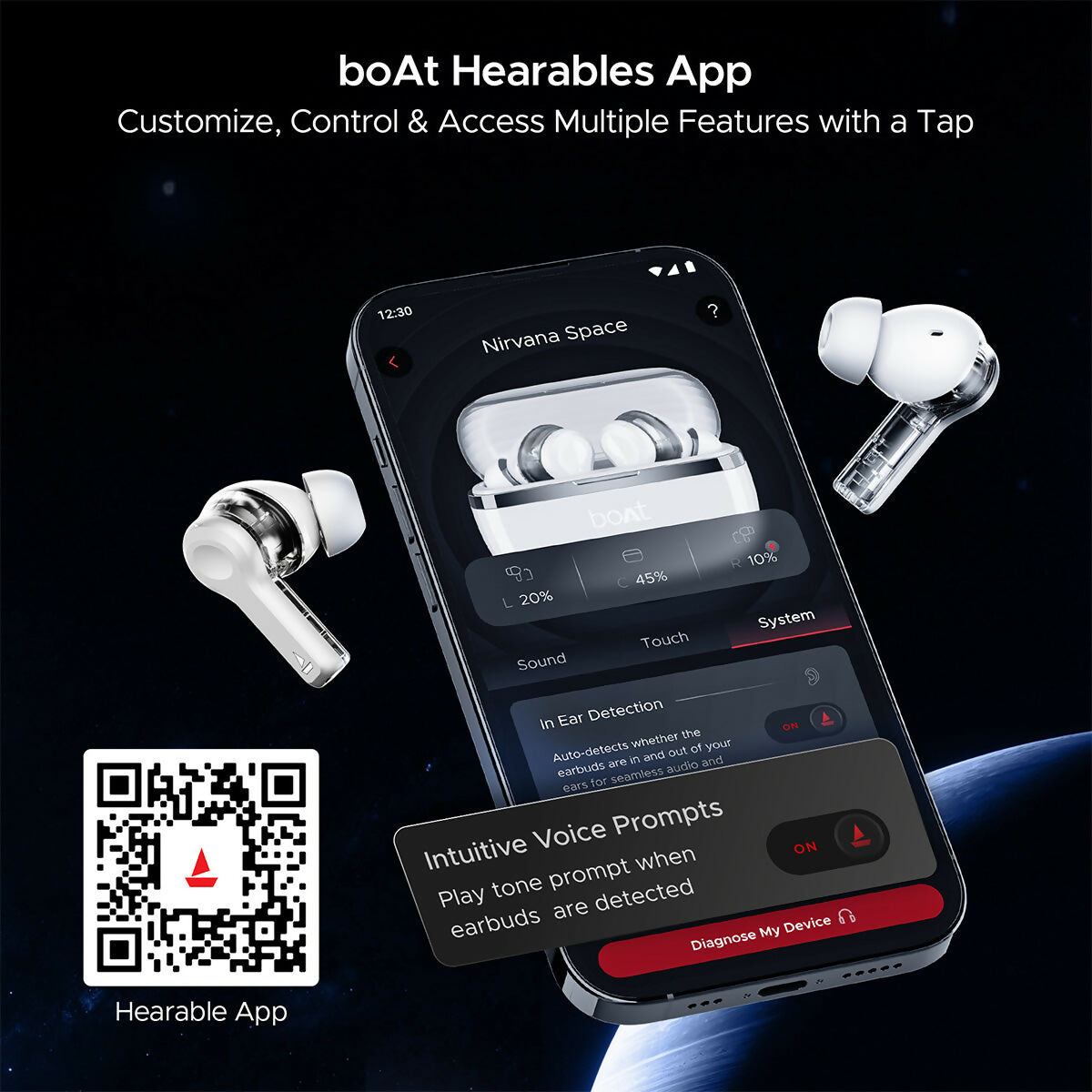 boAt Nirvana Space TWS Earbuds with 360º Spatial Audio & 32dB ANC Halfpe Deals