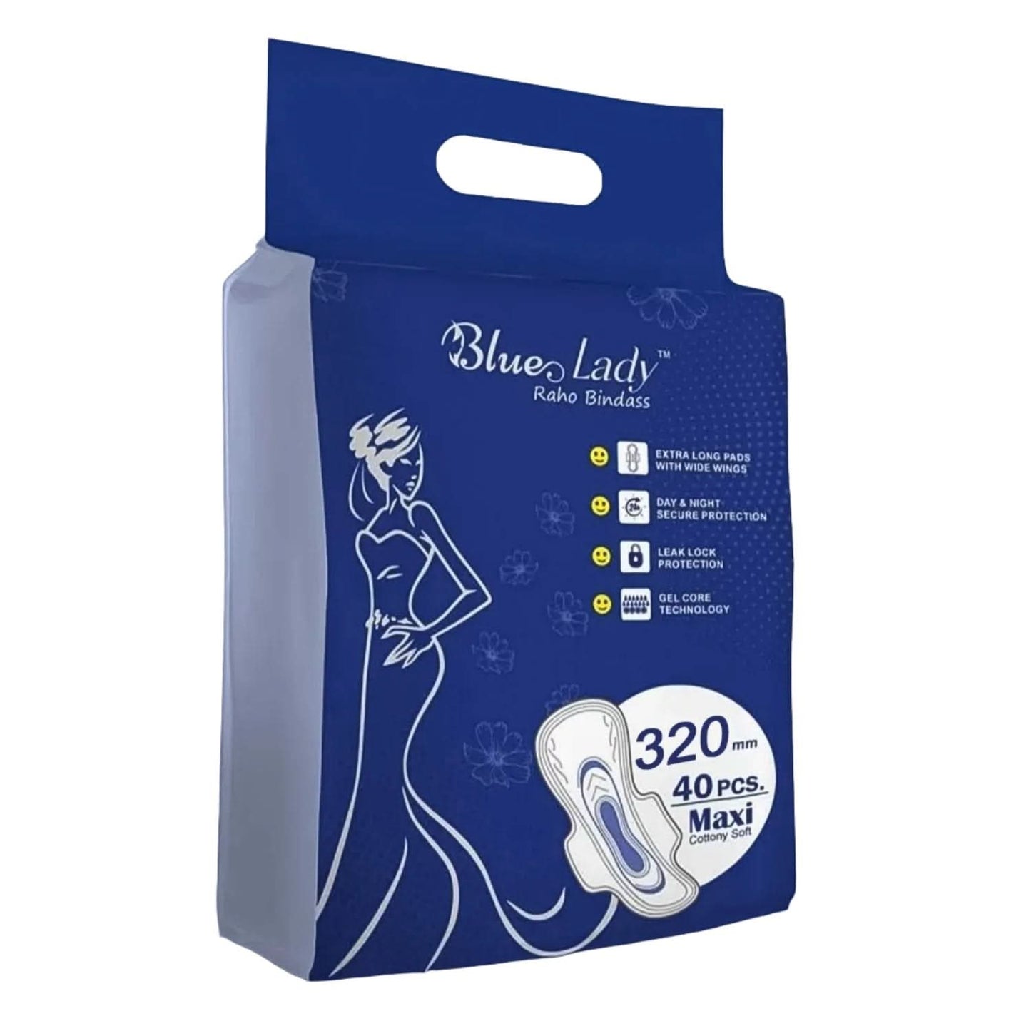 Blue Lady Extra Long Pads With Wides Wings Sanitary Pads (40-pack)