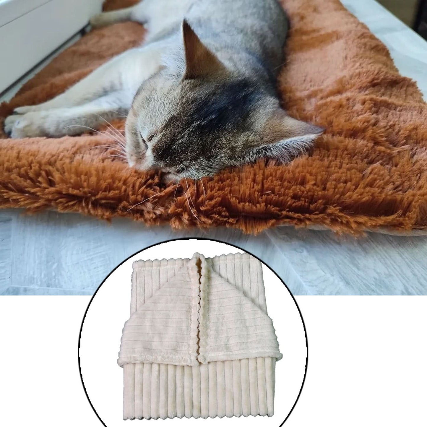 Pet Soft Blanket & Sleep Mat – Warm Towel for Cats & Dogs (70x50 cm, Mix Color)
