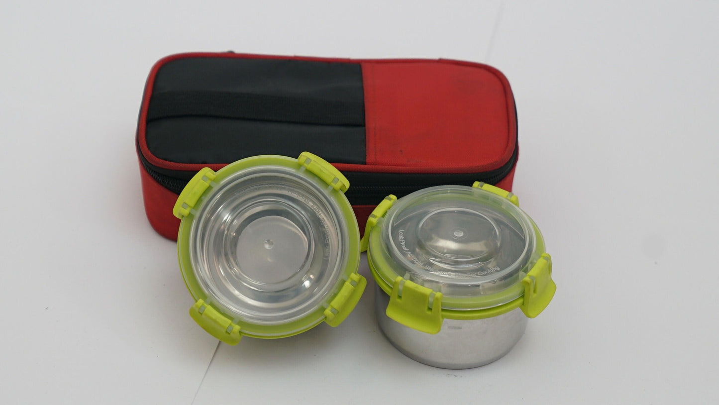 R-smart Lock Lunch Box (450ml *2 Container With Bag) - HalfPe