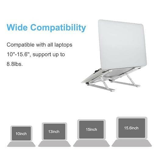 LS02 Laptop Stand Aluminum Body (6 Adjustable Stands,17Inches) (White) - HalfPe