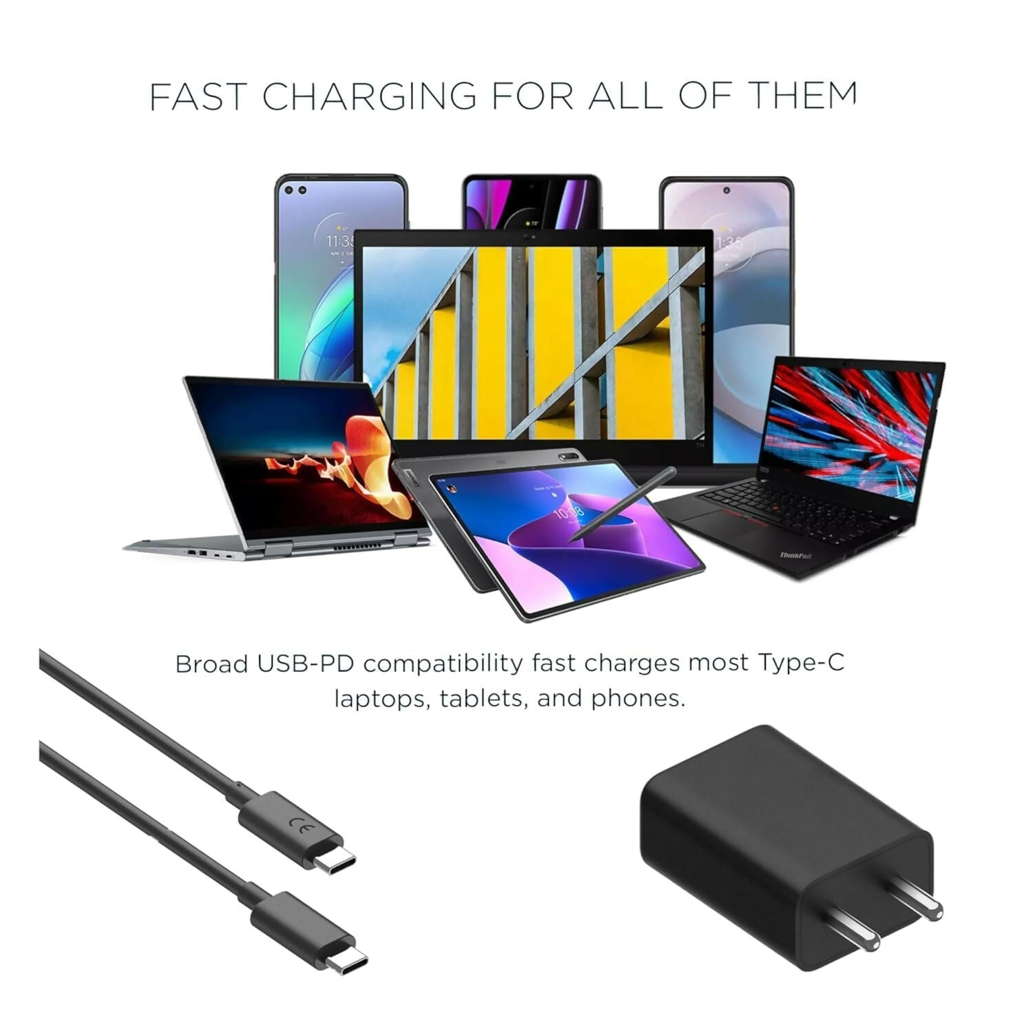 Motorola Original 68W TurboPower Fast Charger Adapter with 3.3 Ft Type-C to Type-C Cable (GaN Technology) Dreams Gadgets 2