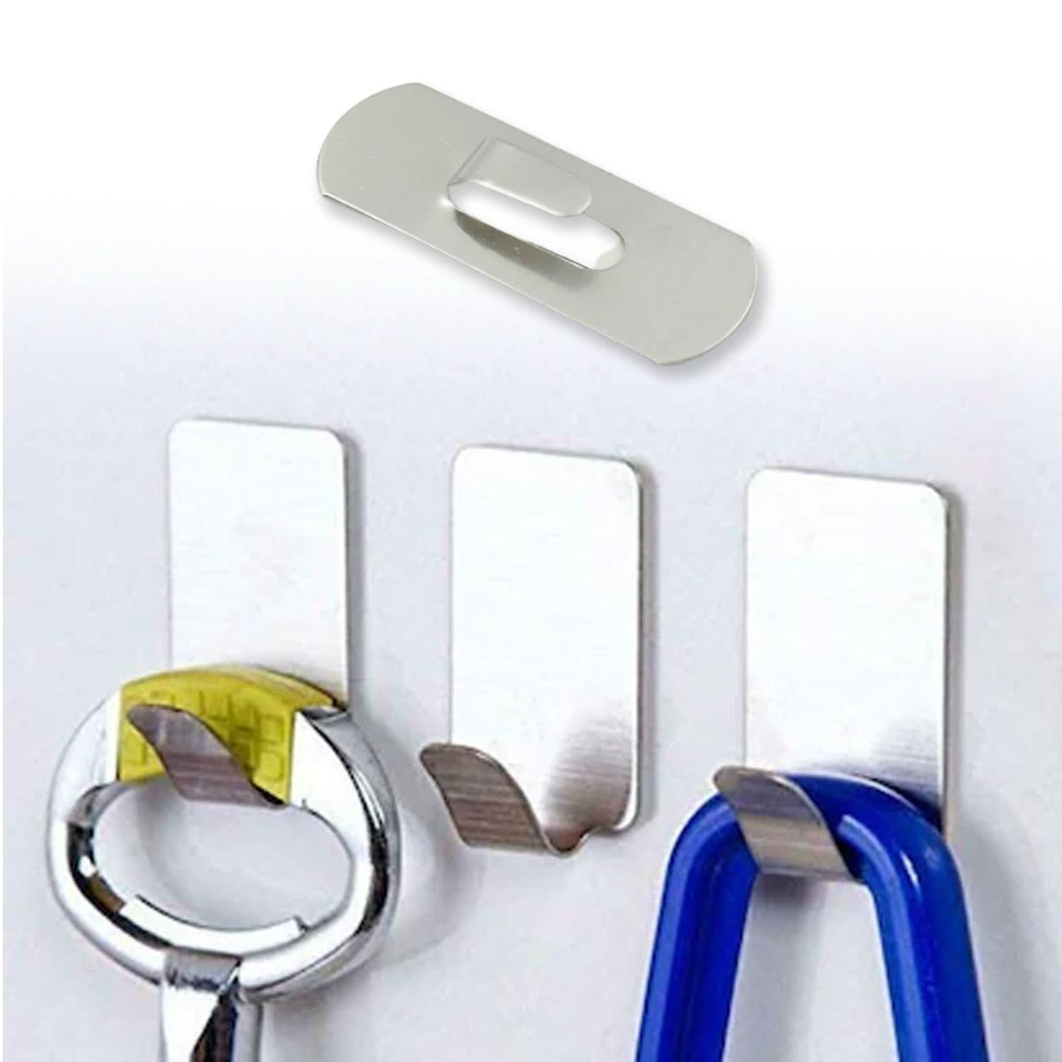 Multipurpose Stainless Steel Wall Hanging Hook Set – 18 Pcs | Self-Adhesive, Heavy-Duty Utility Hooks for Home & Kitchen HP DD