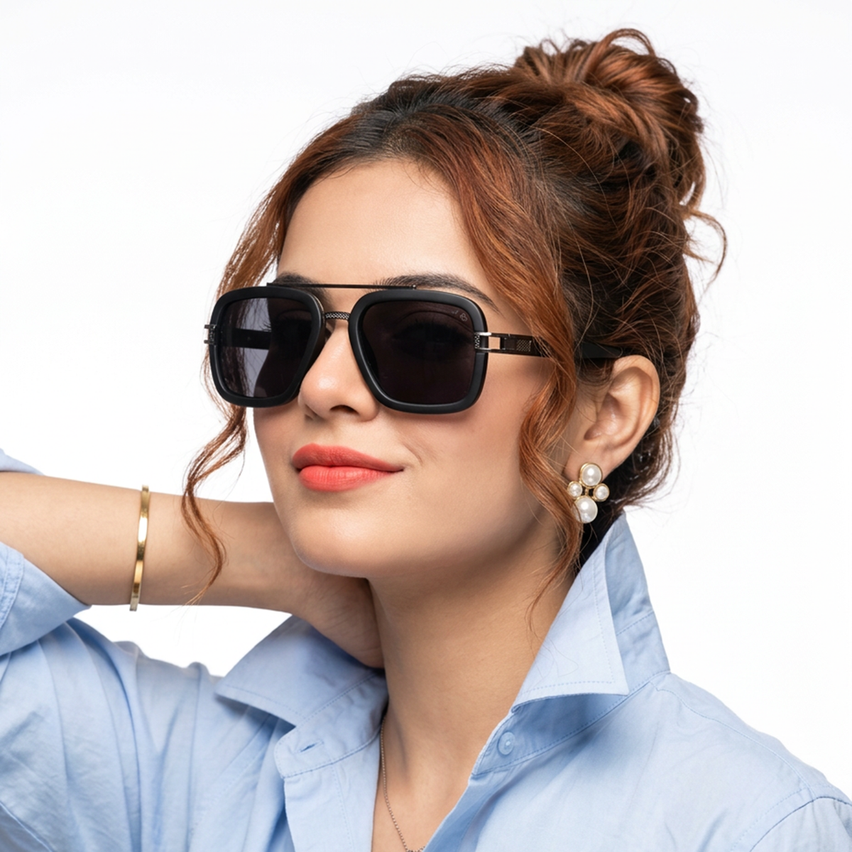 Eyejack Black Wayfarer Sunglasses for Men and Women - Style 2142 - worn by a male model (image 3)