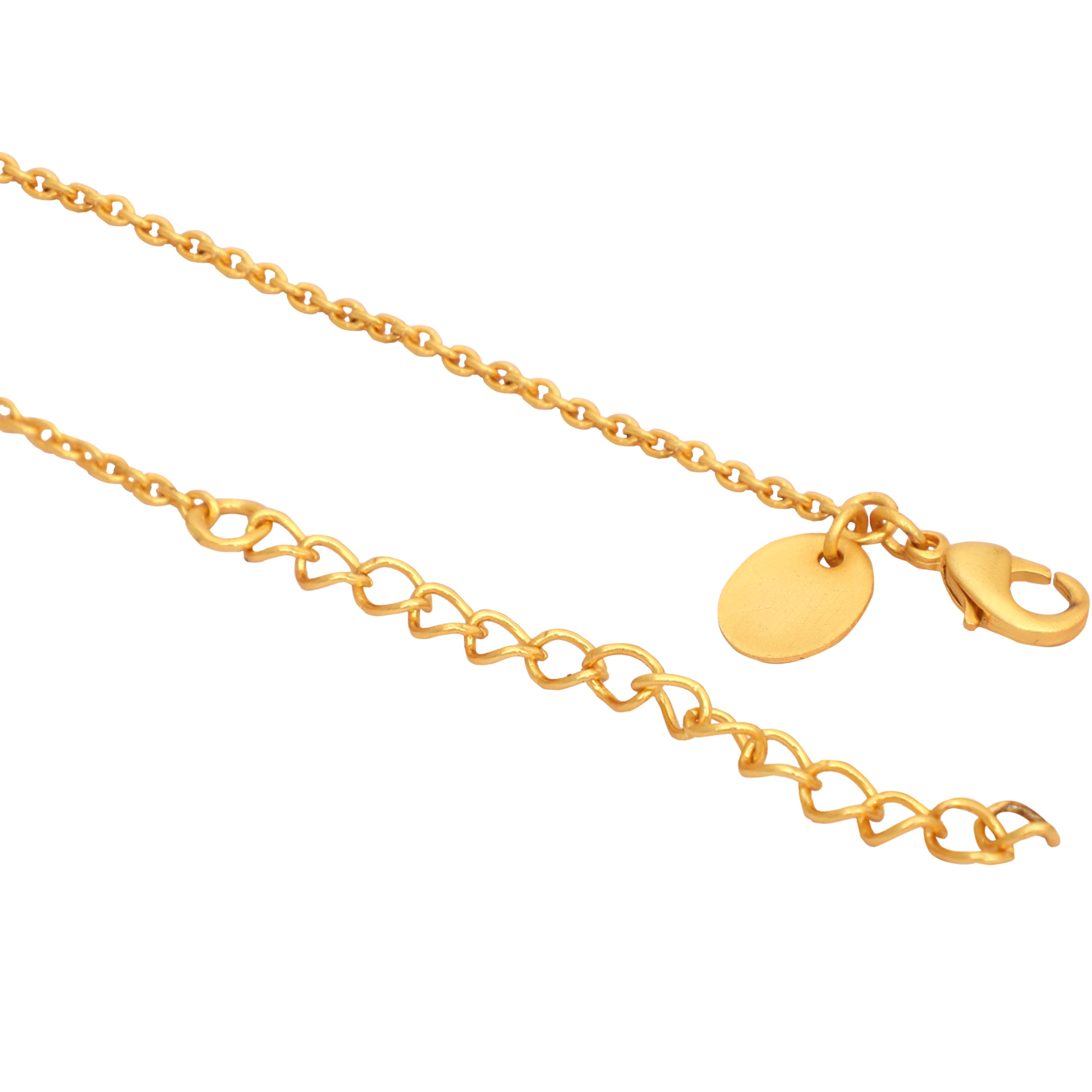18k Gold-Plated Crystal Studded Chain Pendant Necklace