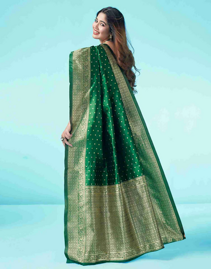 AXONIT Heritage Jacquard Saree with Heavy Golden Brocade Border