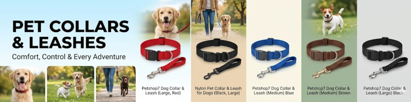 Pet collars and leashes