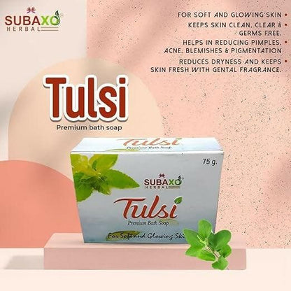 SUBAXO Tulsi Bath Soap Duo Glowing Skin (6x75g,Pack Of 6) - HalfPe