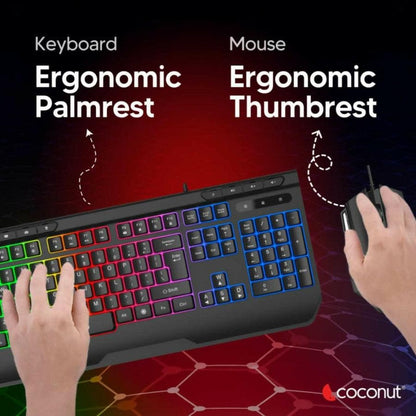 Cocount Fury Gaming Keyboard Mouse Combo, Rainbow Backlighting, 19 AntiGhosting Keys - HalfPe