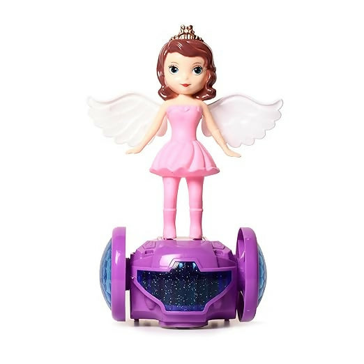 Angel Girl Dancing Princess Doll with 360° Rotation, Flashing Lights & Music (Pink Balance Car) - Toys for Kids