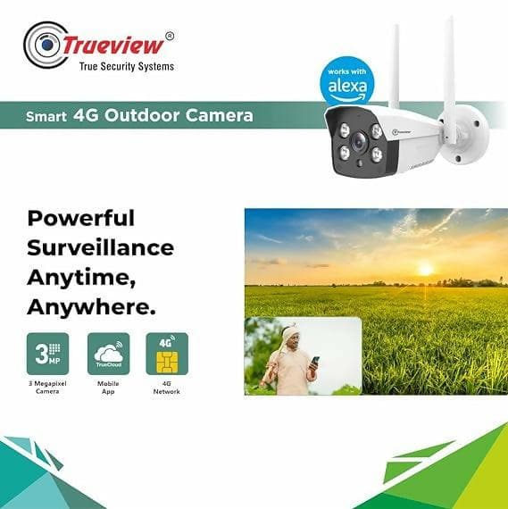 True View 4G bullet security camera for home / shop / Construction site (3 MP, Sim Based and LAN Based Camera) - HalfPe