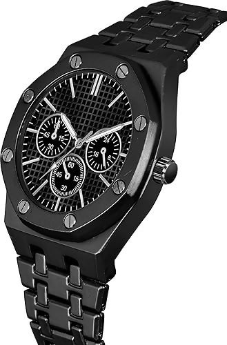 Men’s Classic Black Analog Wrist Watch | Sleek Stainless Steel Design