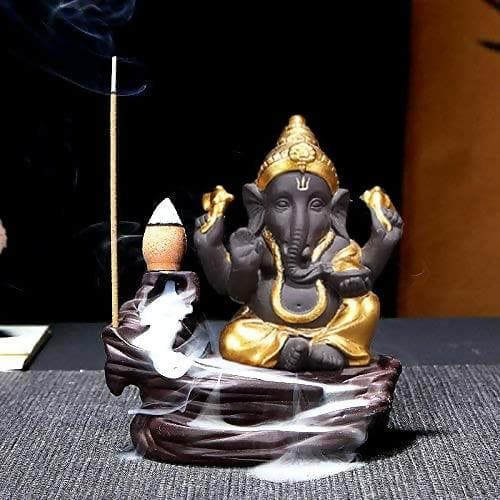 Lord Ganesha Smoke Incence Holder Dhoop Stand Fountain - HalfPe