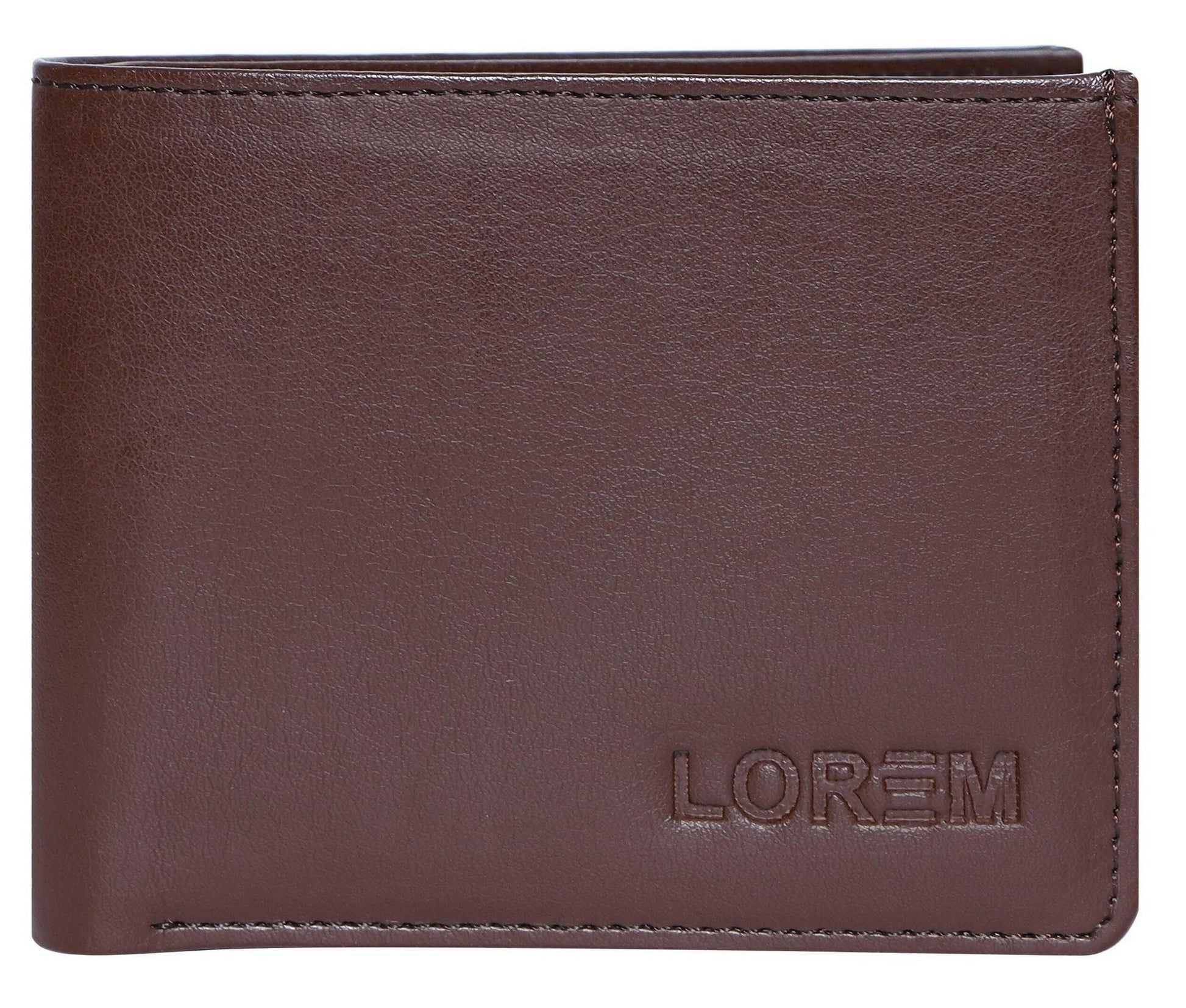 Lorem Brown Movable Card Bi-Fold Faux Leather 2 ATM Card Slots Wallet For Men - HalfPe