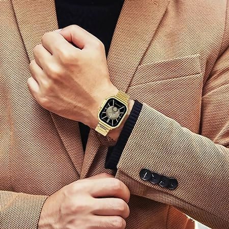 49mm Golden Smartwatch for Men – Bluetooth Calling Wireless Charging