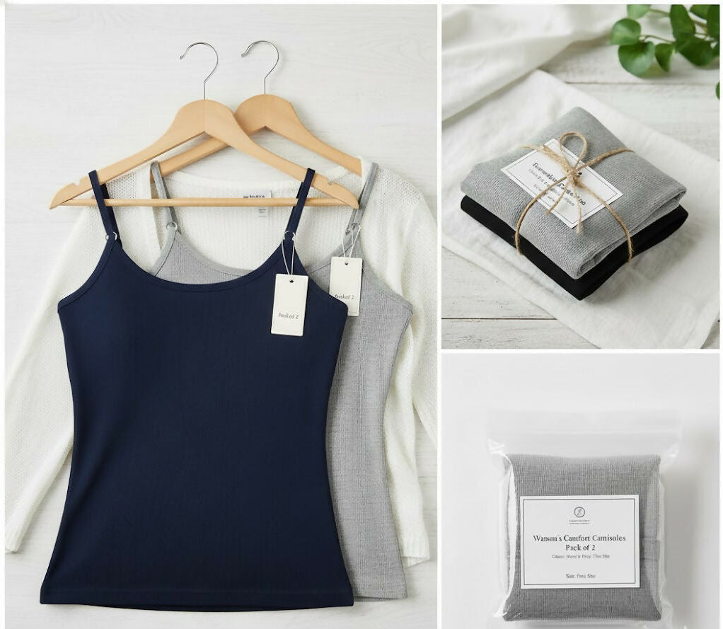 Women's Premium Adjustable Strap Camisole – Pack of 2 (Multicolor)