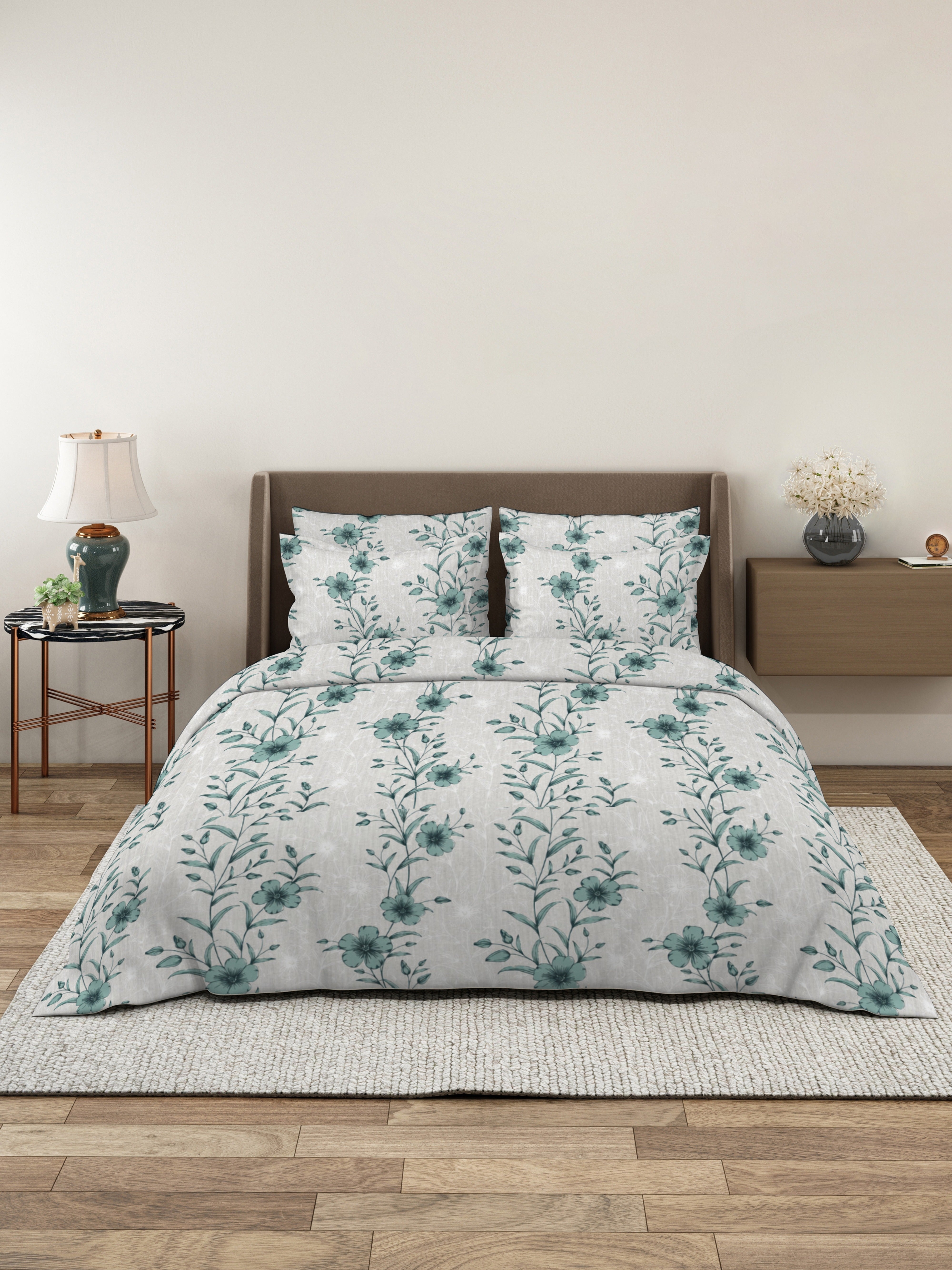 Petal 100% Pure Cotton Collection Percale Super King Bedsheet With 2 Pillow Covers(DELETE)