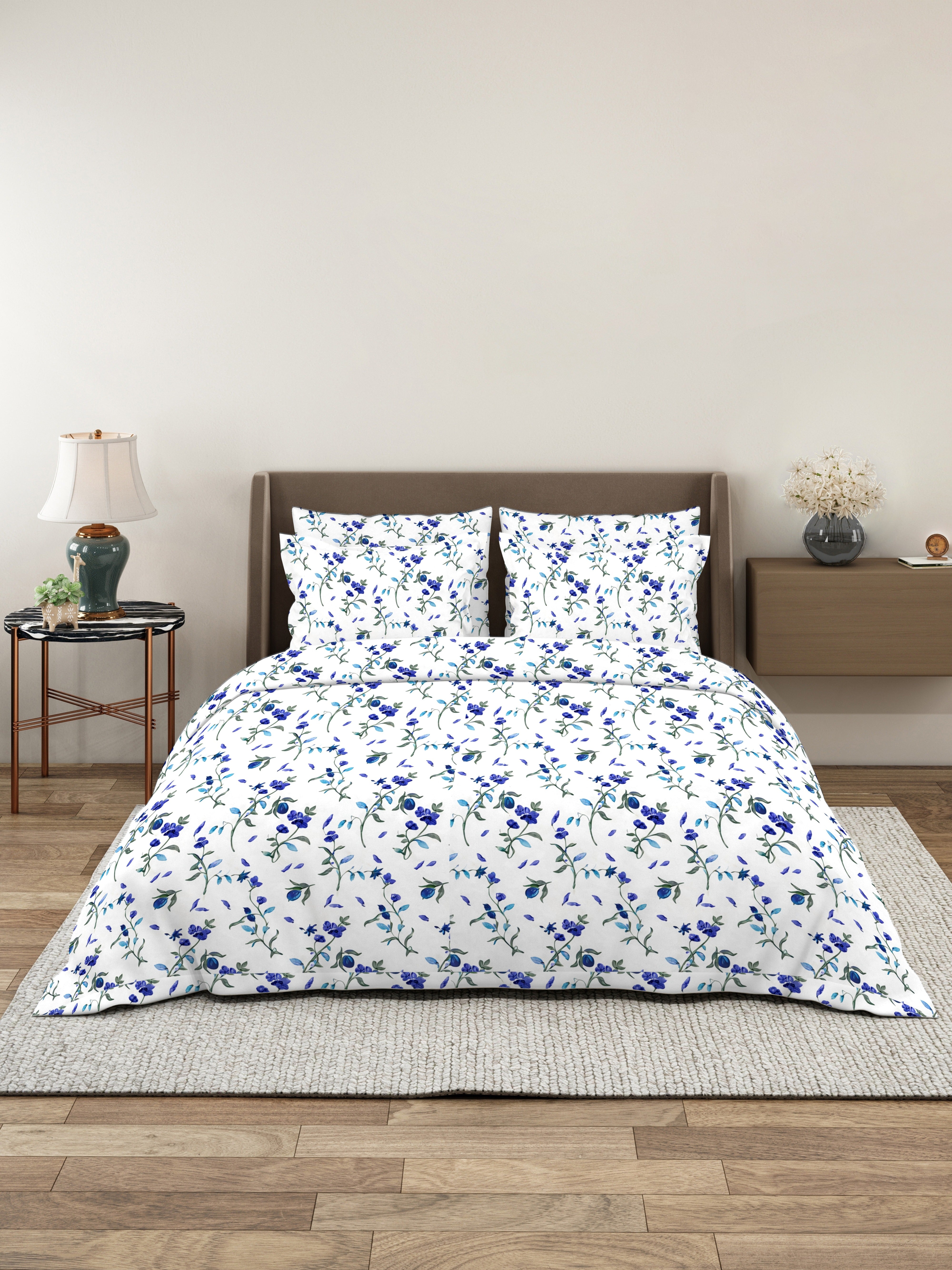 Petal 100% Pure Cotton Collection Percale Super King Bedsheet With 2 Pillow Covers