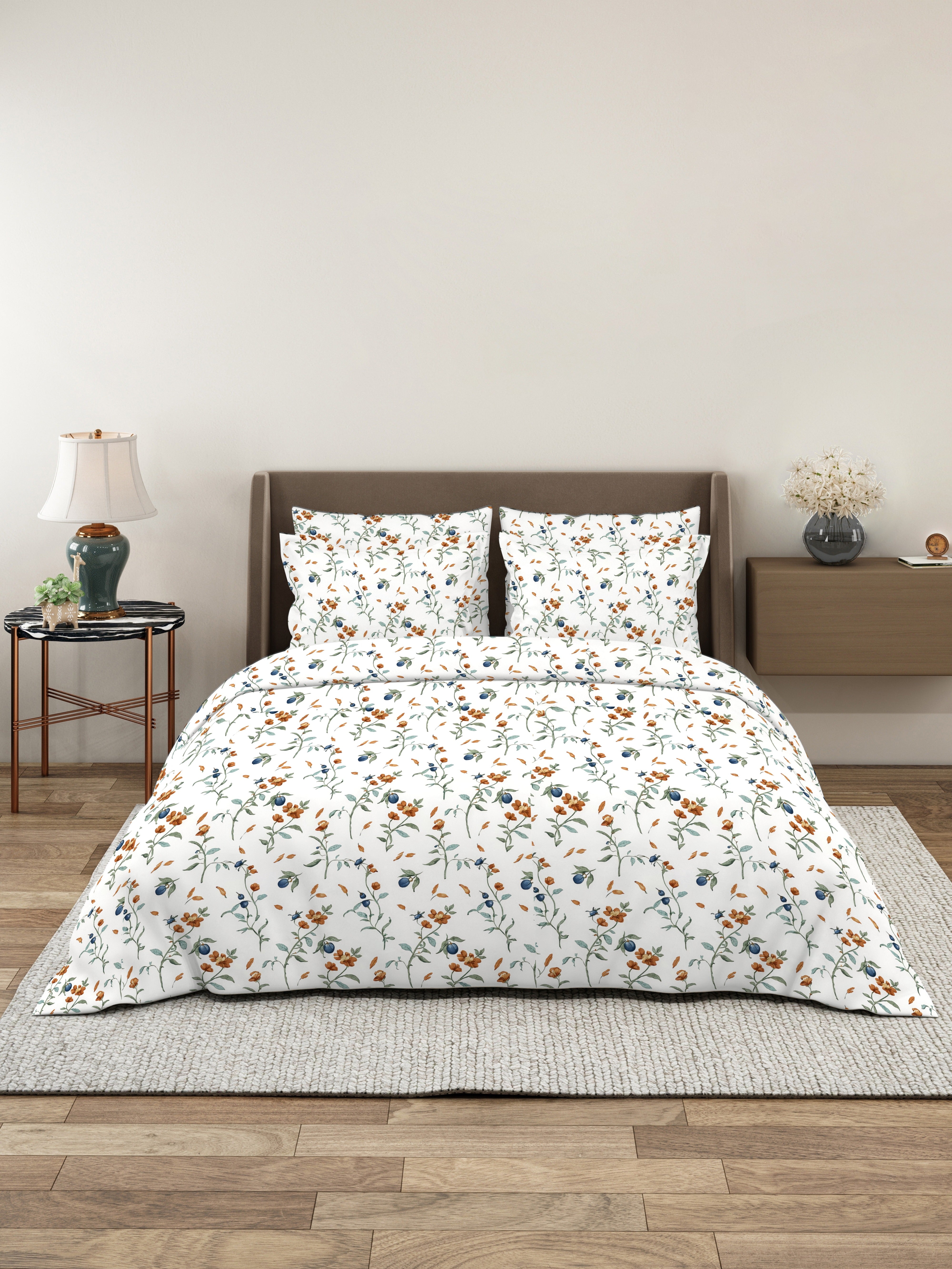 Petal 100% Pure Cotton Collection Percale Super King Bedsheet With 2 Pillow Covers