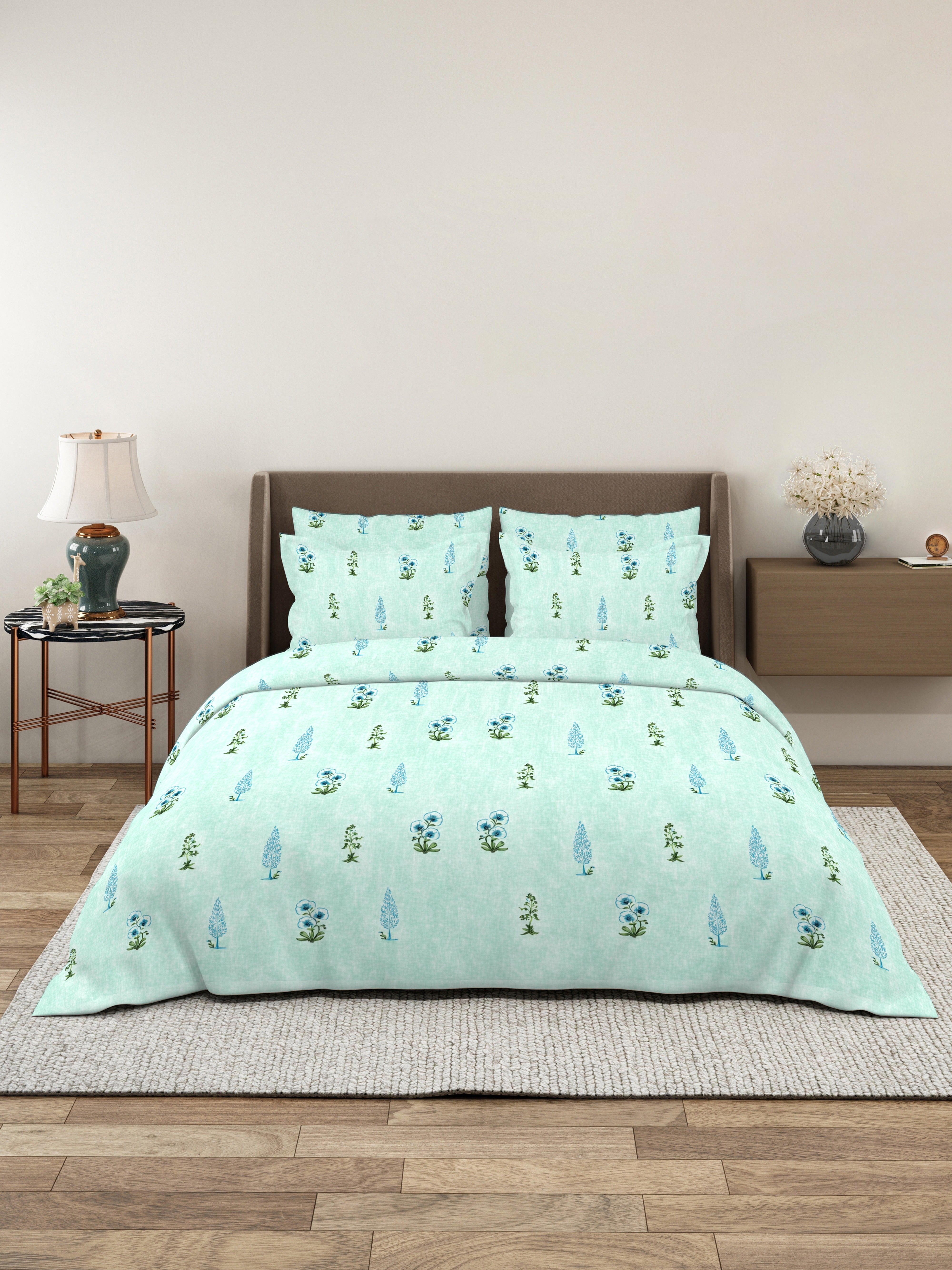Petal 100% Pure Cotton Collection Percale Super King Bedsheet With 2 Pillow Covers