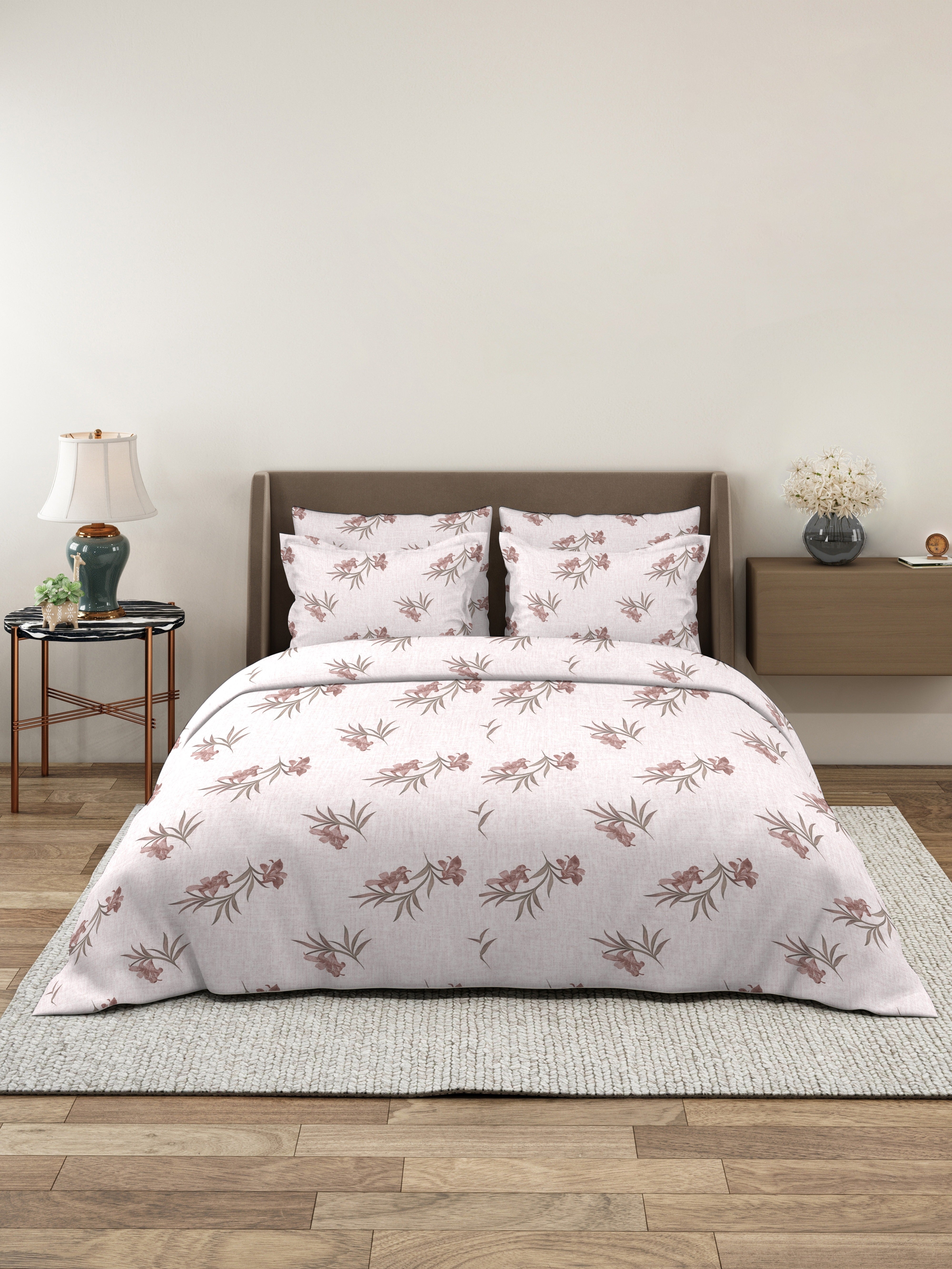 Petal 100% Pure Cotton Collection Premium Percale Queen Bedsheet With 2 Pillow Covers