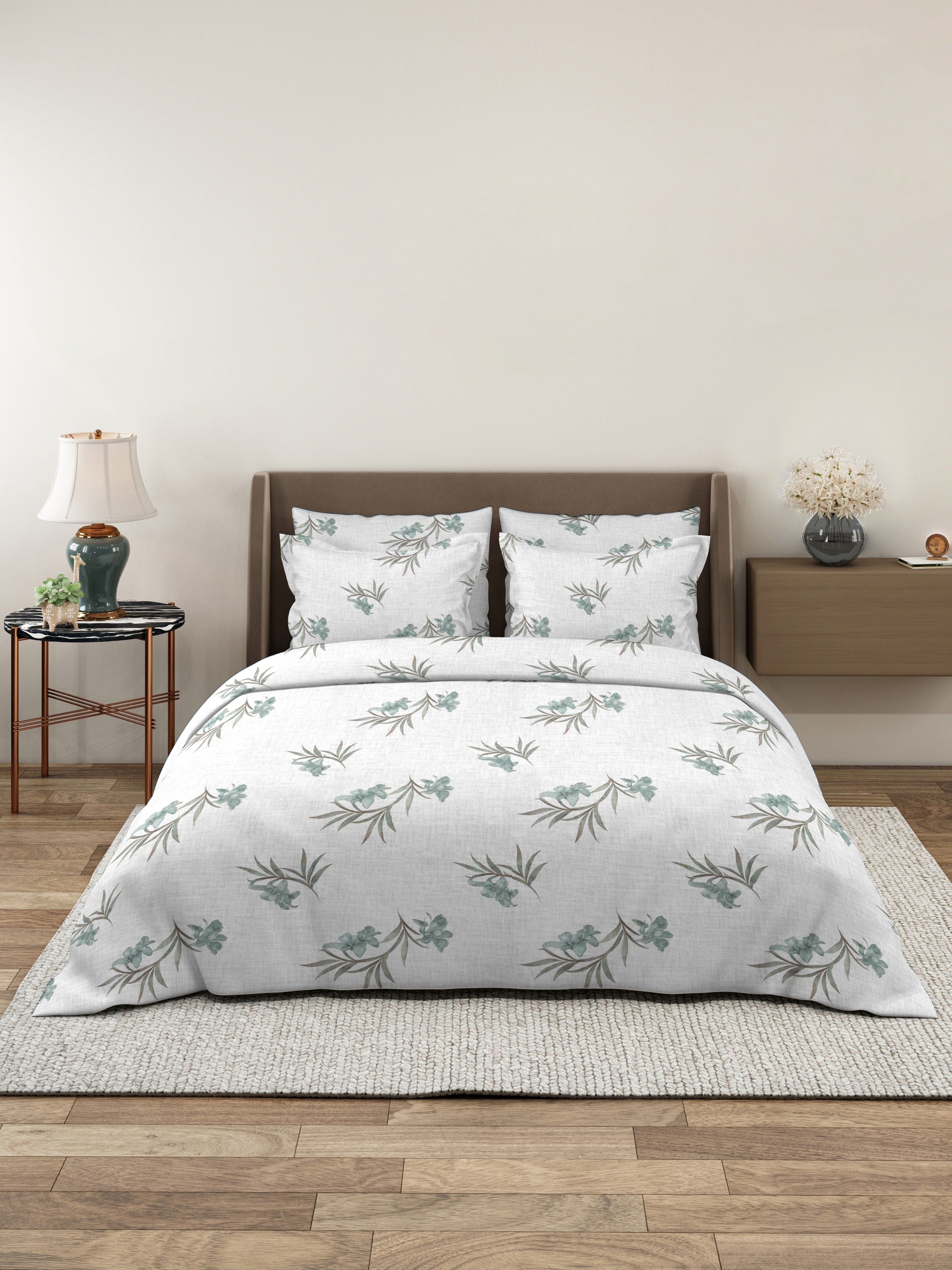 Petal 100% Pure Cotton Collection Premium Percale Queen Bedsheet With 2 Pillow Covers