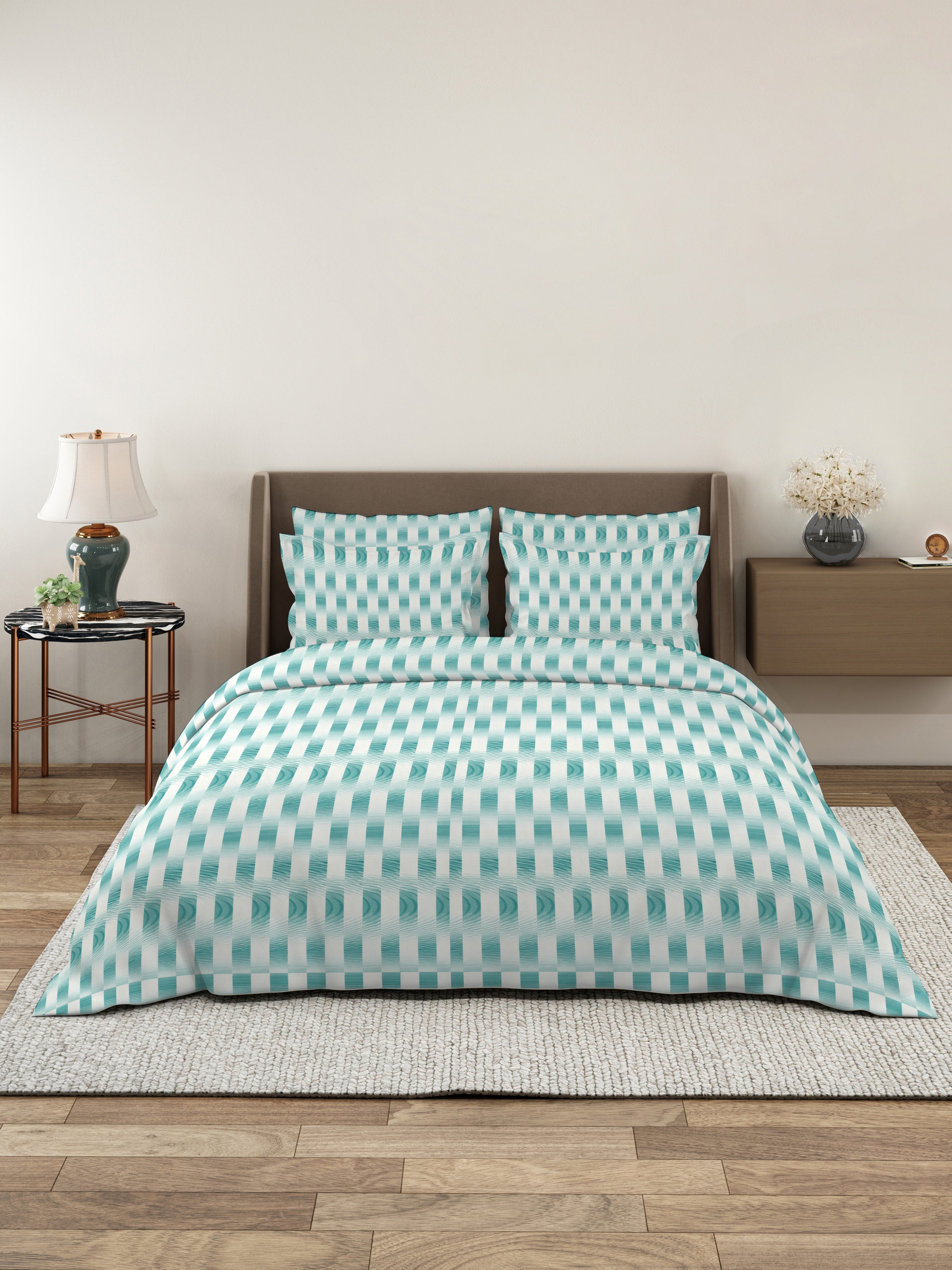 Petal 100% Pure Cotton Collection Premium Percale Queen Bedsheet With 2 Pillow Covers