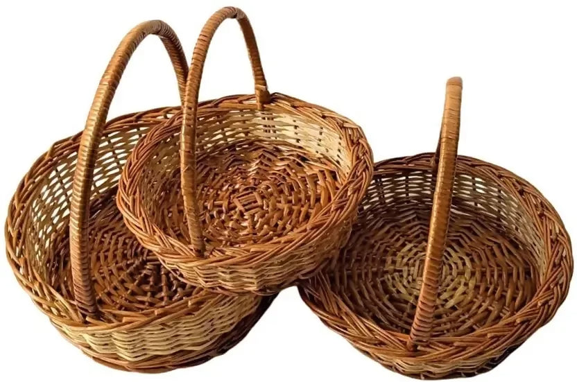 Eco Friendly Hand Woven Round Cane Basket Set 9 8 7 Inch Multipurpose Baskets JPS PRODUCTS (ACHSA)