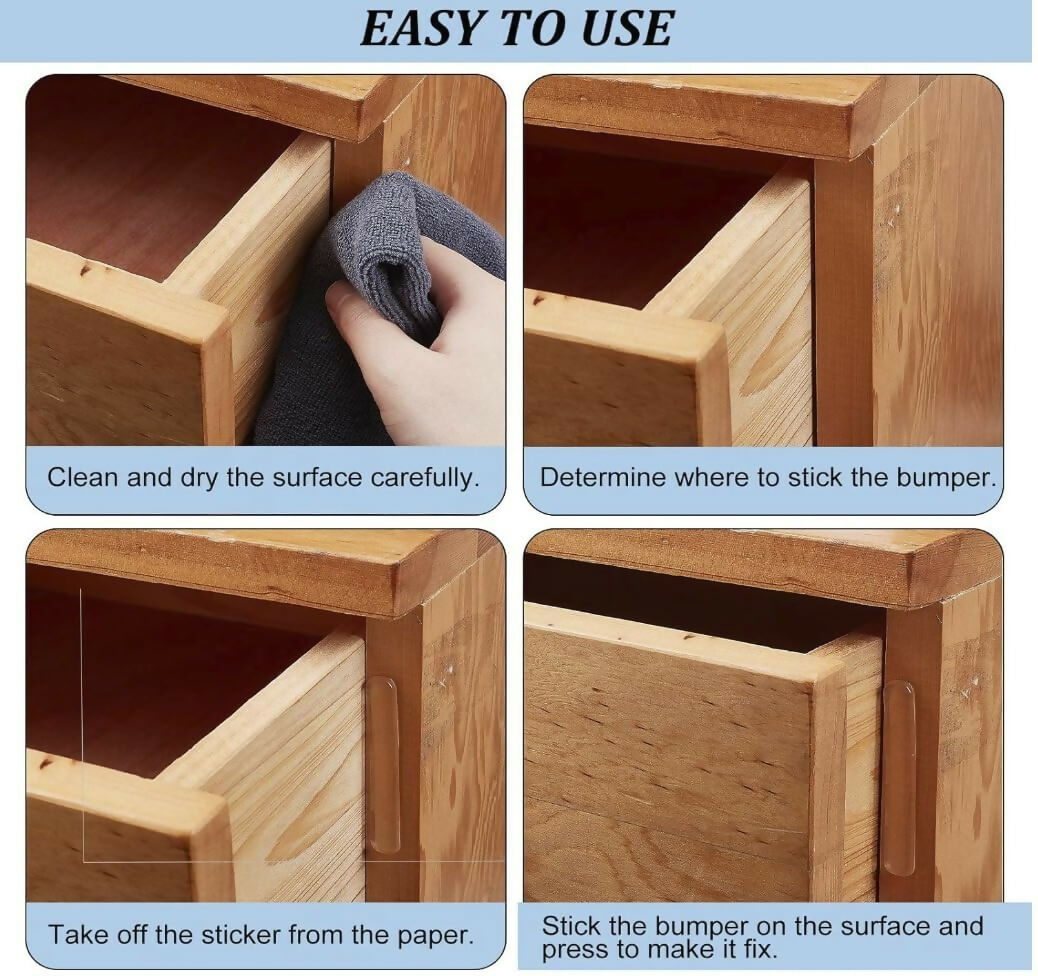 Self-Adhesive Clear Door Bumper Pads Wall Protector Rubber Stoppers for Doors, Cabinets & Furniture (10 Pcs)