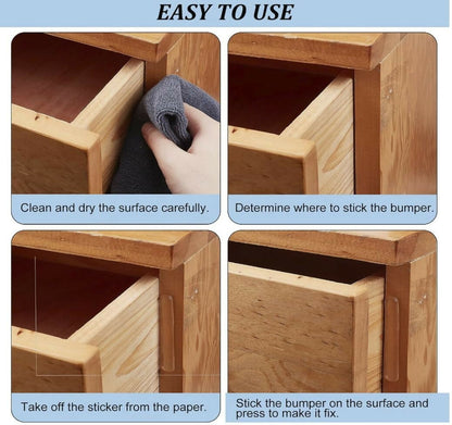 Self-Adhesive Clear Door Bumper Pads Wall Protector Rubber Stoppers for Doors, Cabinets & Furniture (10 Pcs)