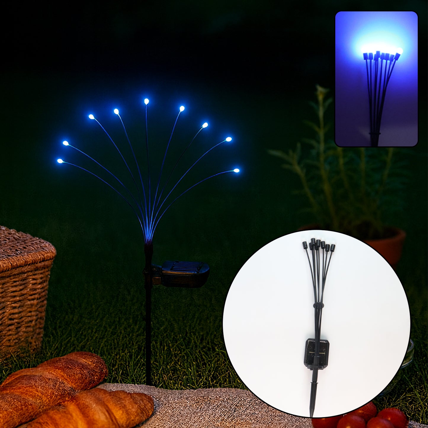 Solar LED Fiber Optic Garden Light  for Waterproof Outdoor Decorative Path Lamp with Auto On/Off Sensor (1 Pc)