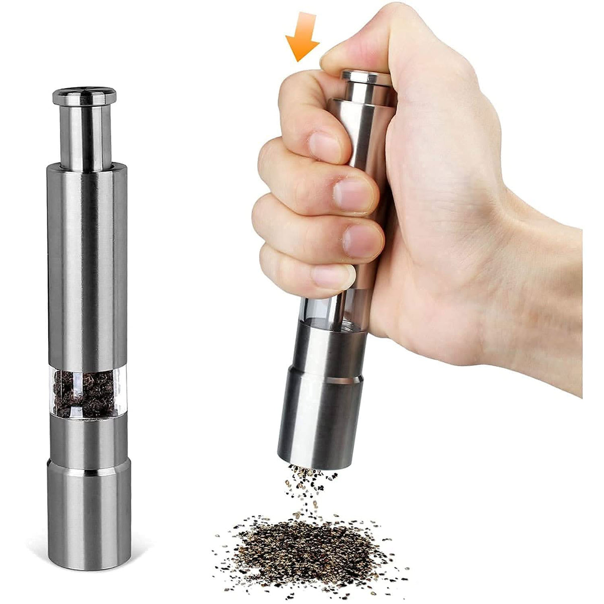 Stainless Steel Thumb Presser Salt And Pepper Grinder (1 Pc) HP DD
