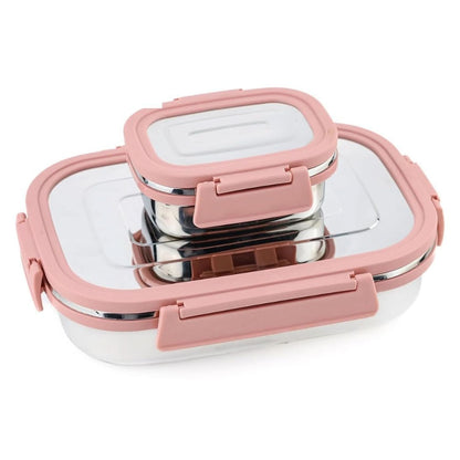 Premium Stainless Steel Airtight Lunch Box Set – 2 Pc
