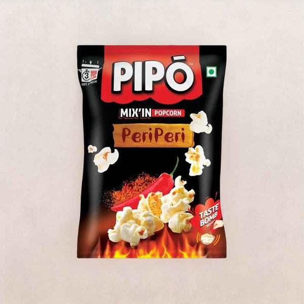 PIPO Mix'in Instant Popcorn Combo Pack of 2 (60 g Each) | Peri Peri & Cheese Burst Flavours | Taste Bomb Inside | Quick & Easy Snack | Vegetarian | Pouch Pack HalfPe