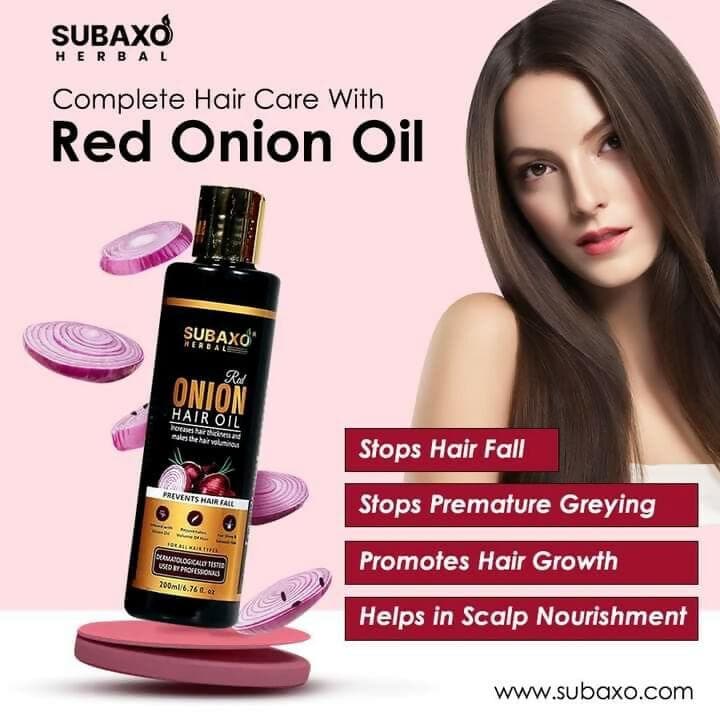 SUBAXO Red Onion Hair Oil - Prevent Hair Fall & Strengthen Hair (200ml) - HalfPe