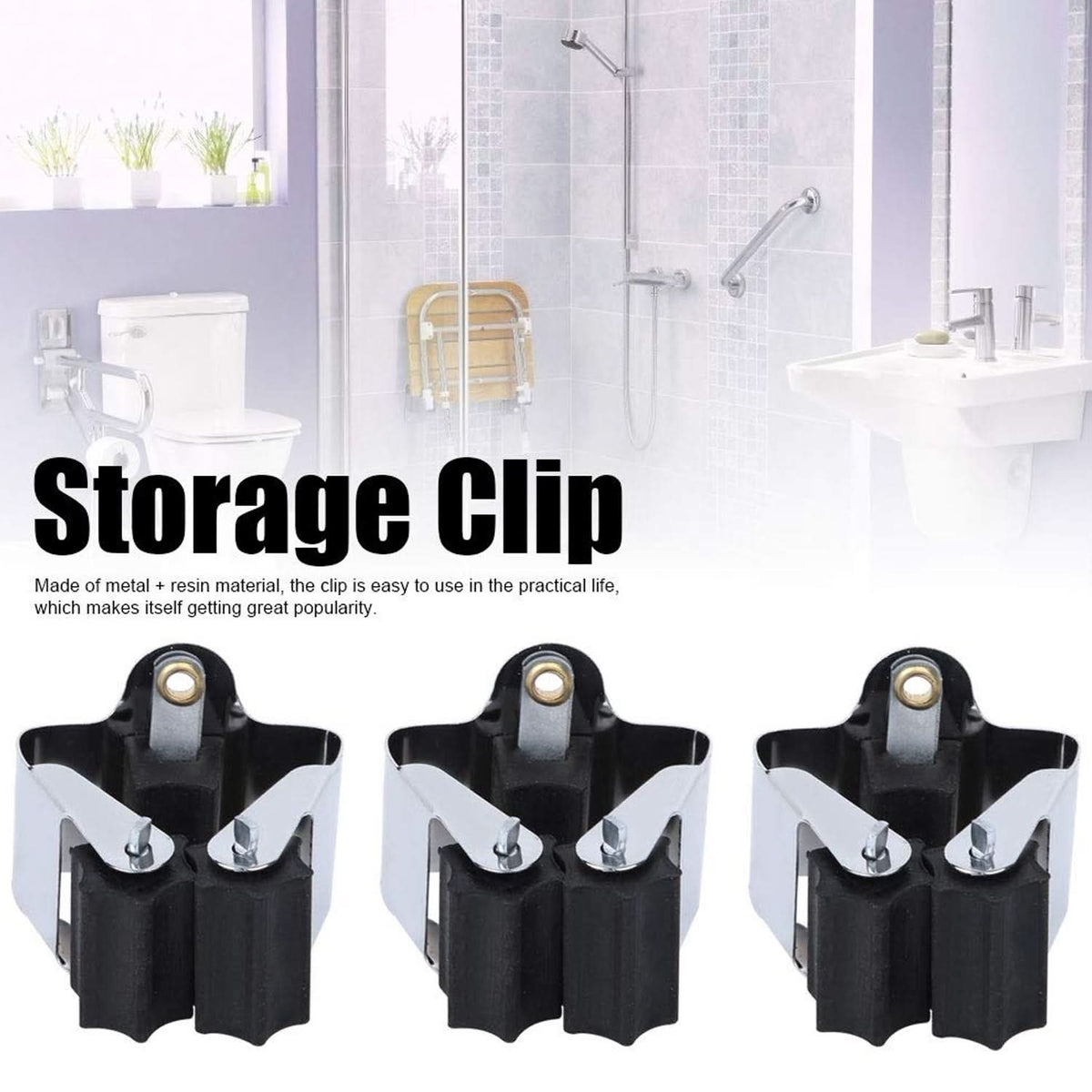 Multifunction Wall Mount Garage Holder For Mop  Broom  Hanger (4 Pcs Set) HP DD