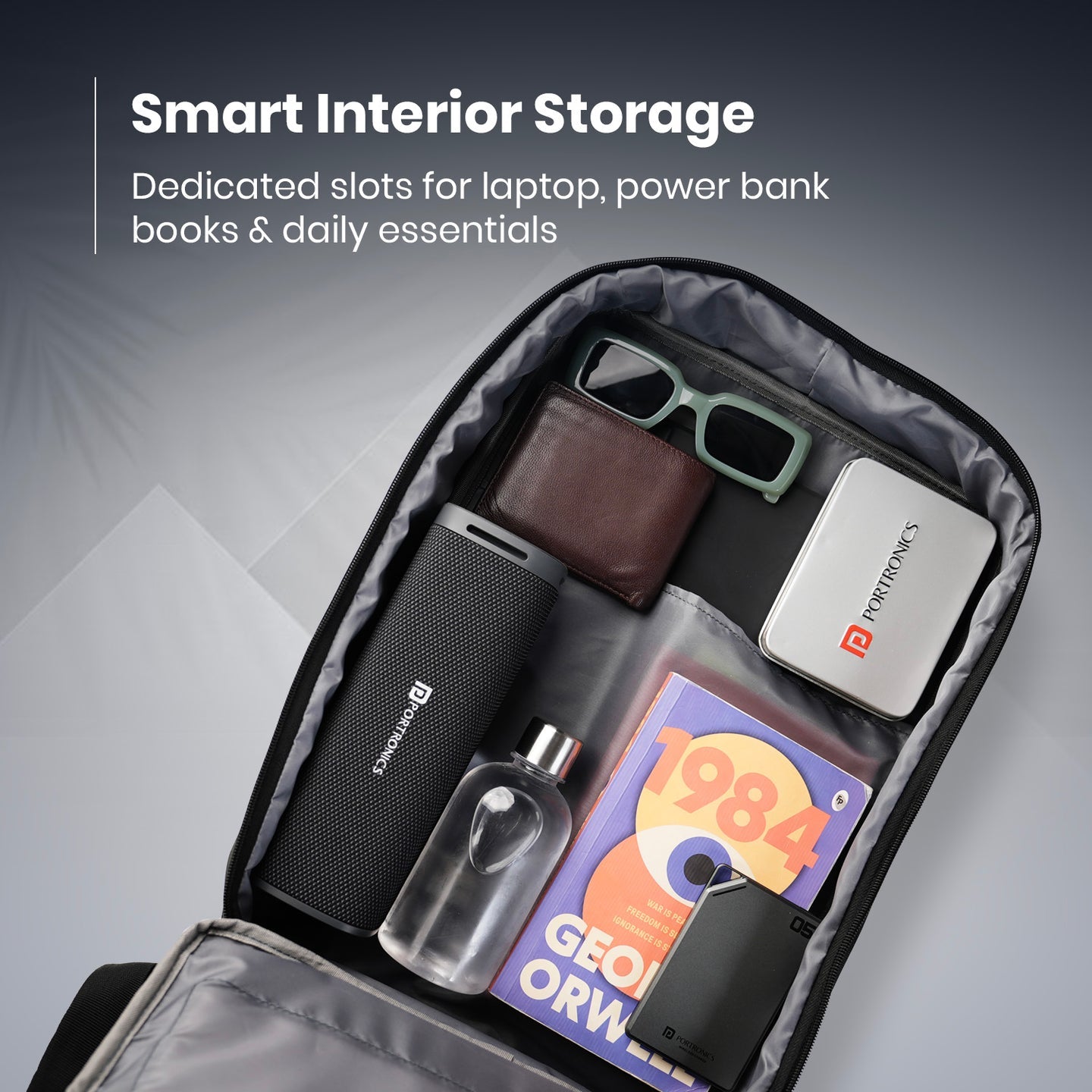 Portronics Byte 2 Laptop Backpack for Laptops up to 15.6 Inches & Durable Zippers, Unisex (Black)