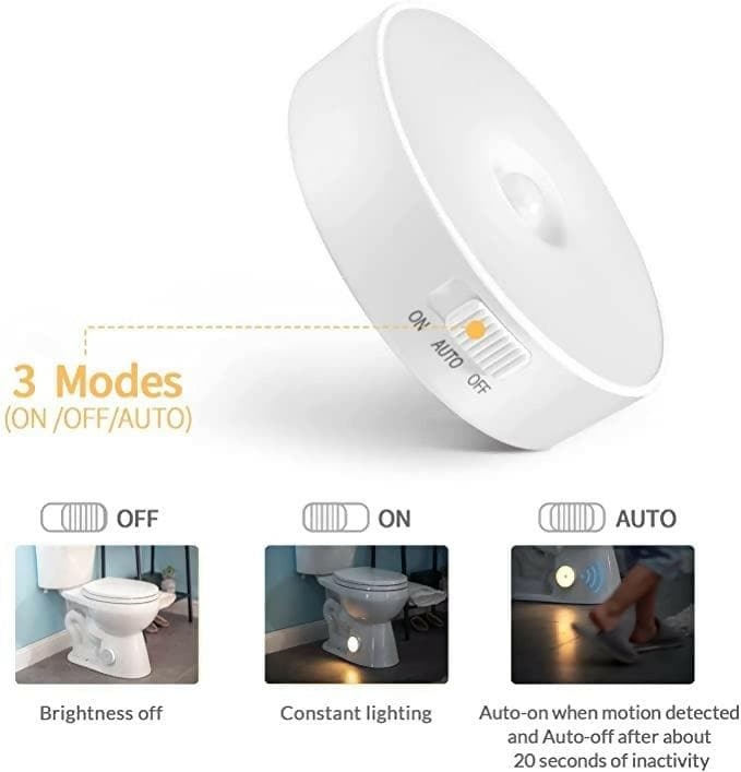 White LED USB Rechargeable Lamp Motion Sensor Light Sensing Battery Powered (Warm, White, Single piece) - HalfPe