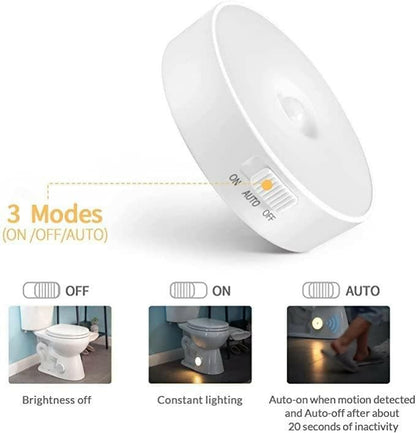 White LED USB Rechargeable Lamp Motion Sensor Light Sensing Battery Powered (Warm, White, Single piece) - HalfPe