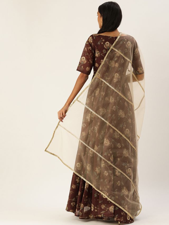 Bollywood Vogue Ready To Wear Maroon Chanderi Floor Length Anarkali Suit