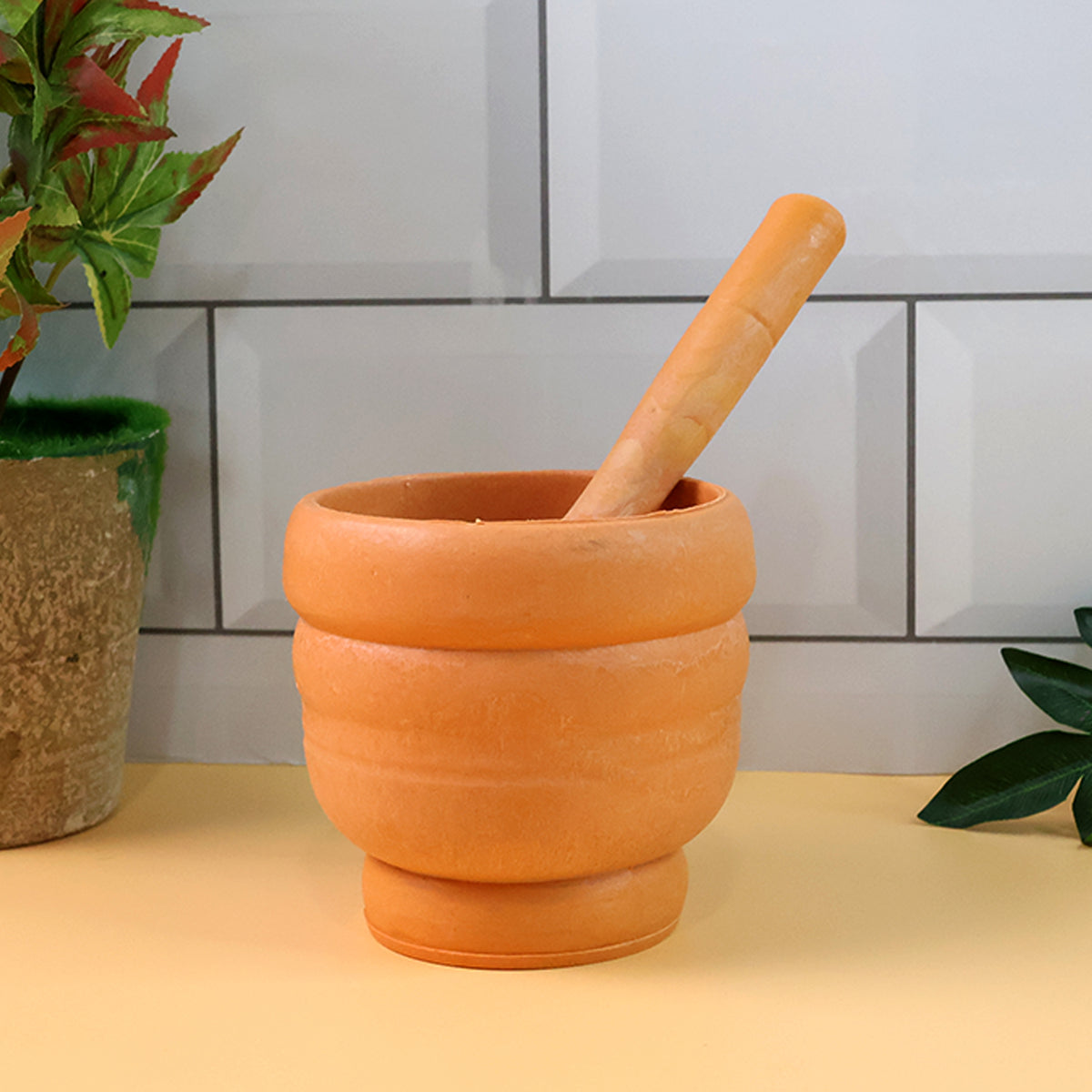 Unbreakable Plastic Mortar &amp; Pestle Set – BPA-Free Kitchen Crusher/Okhli for Spices, Herbs, Garlic & Chutneys- (Set)
