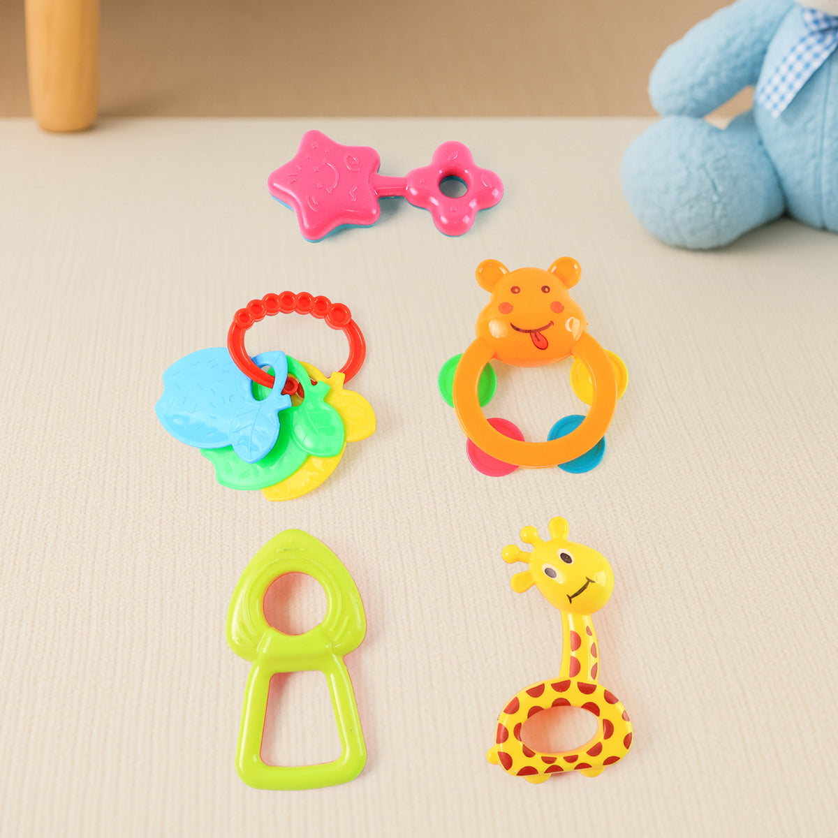 5 Pcs Set Baby Rattle Toys – Safe, Colorful, Lightweight Sound Toys for Infants