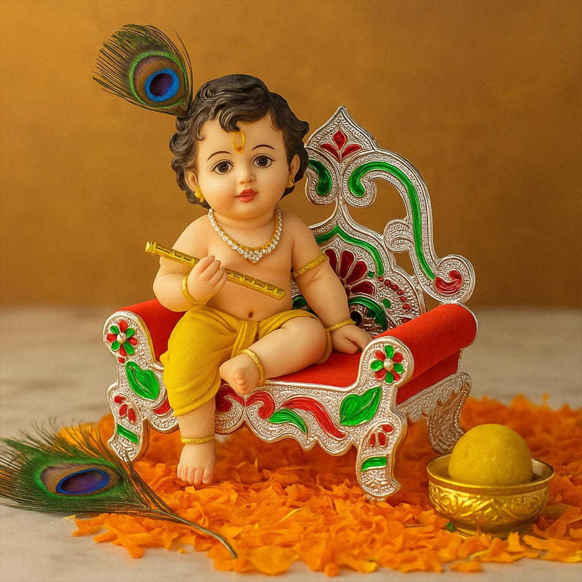 Plastic Decorative Small Singhasan For Laddu Gopal Krishna Ji Or Ganesha Idol (1 Pc) HP DD