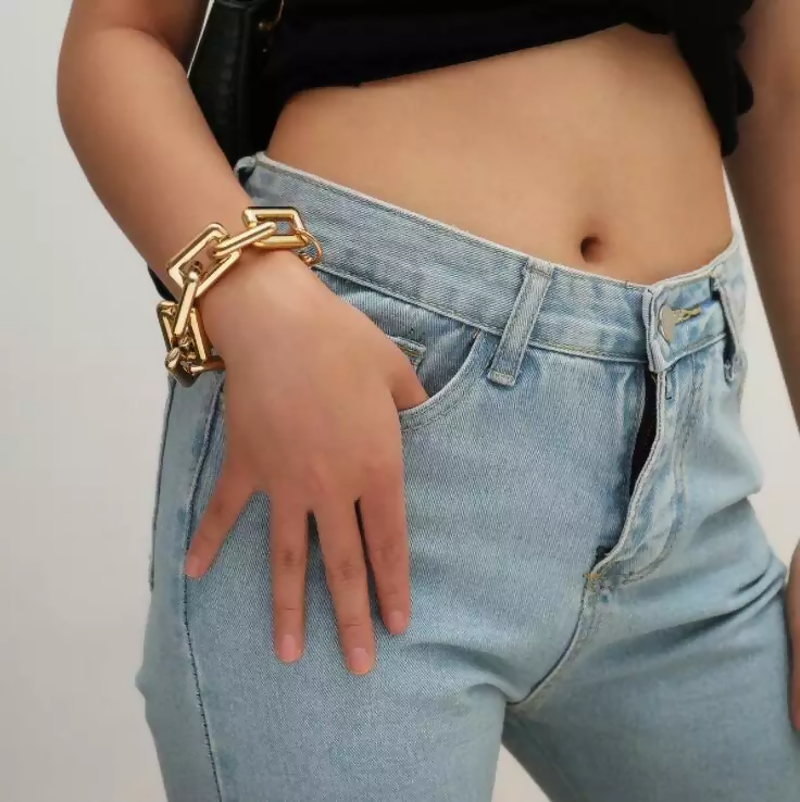 Bold & Beautiful Gold Jewelry Set – Chain Necklace, Bracelet & Earrings Combo (Set of 3) pinapes