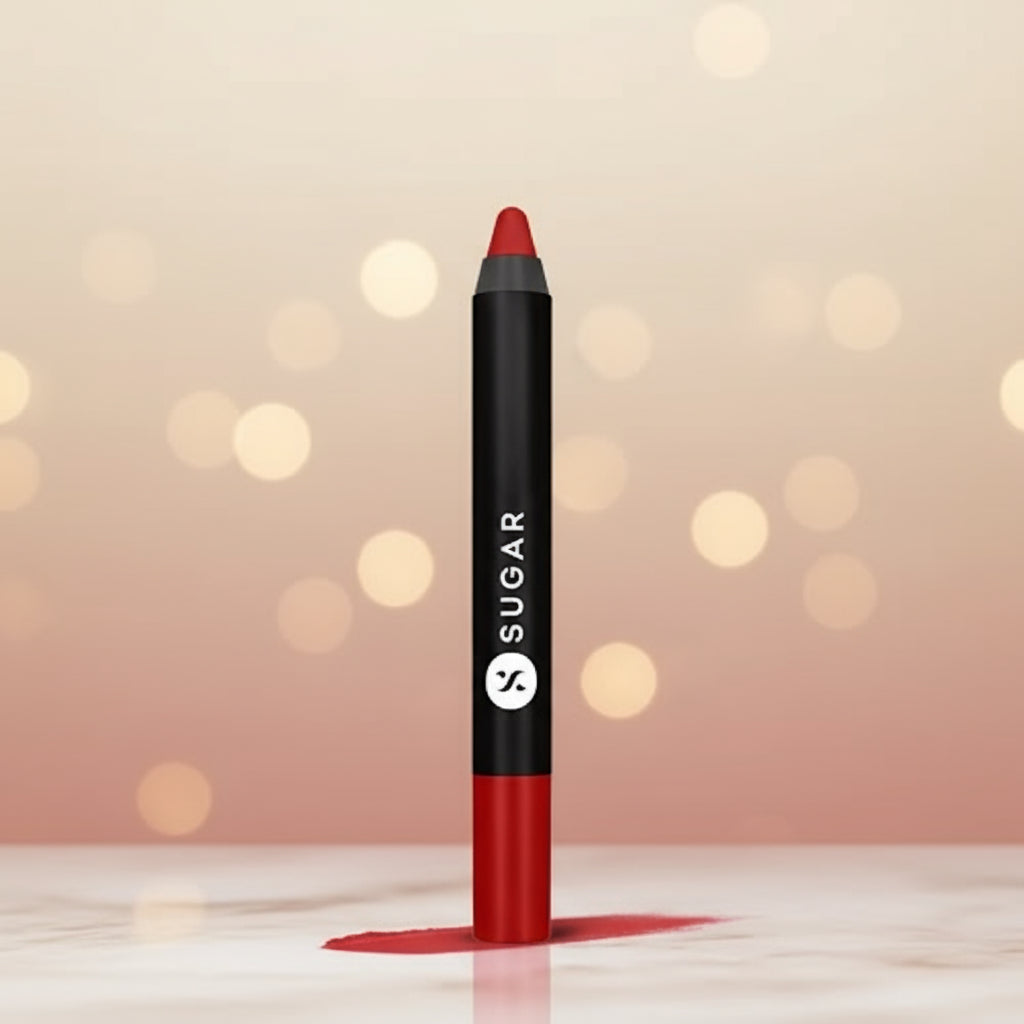 Sugar Cosmetics Matte As Hell Crayon Lipstick - Highly Pigmented & Long Lasting, Red, 2.8 g 01 Scarlett O'hara